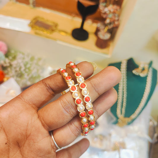 Traditional coral pearl bangles