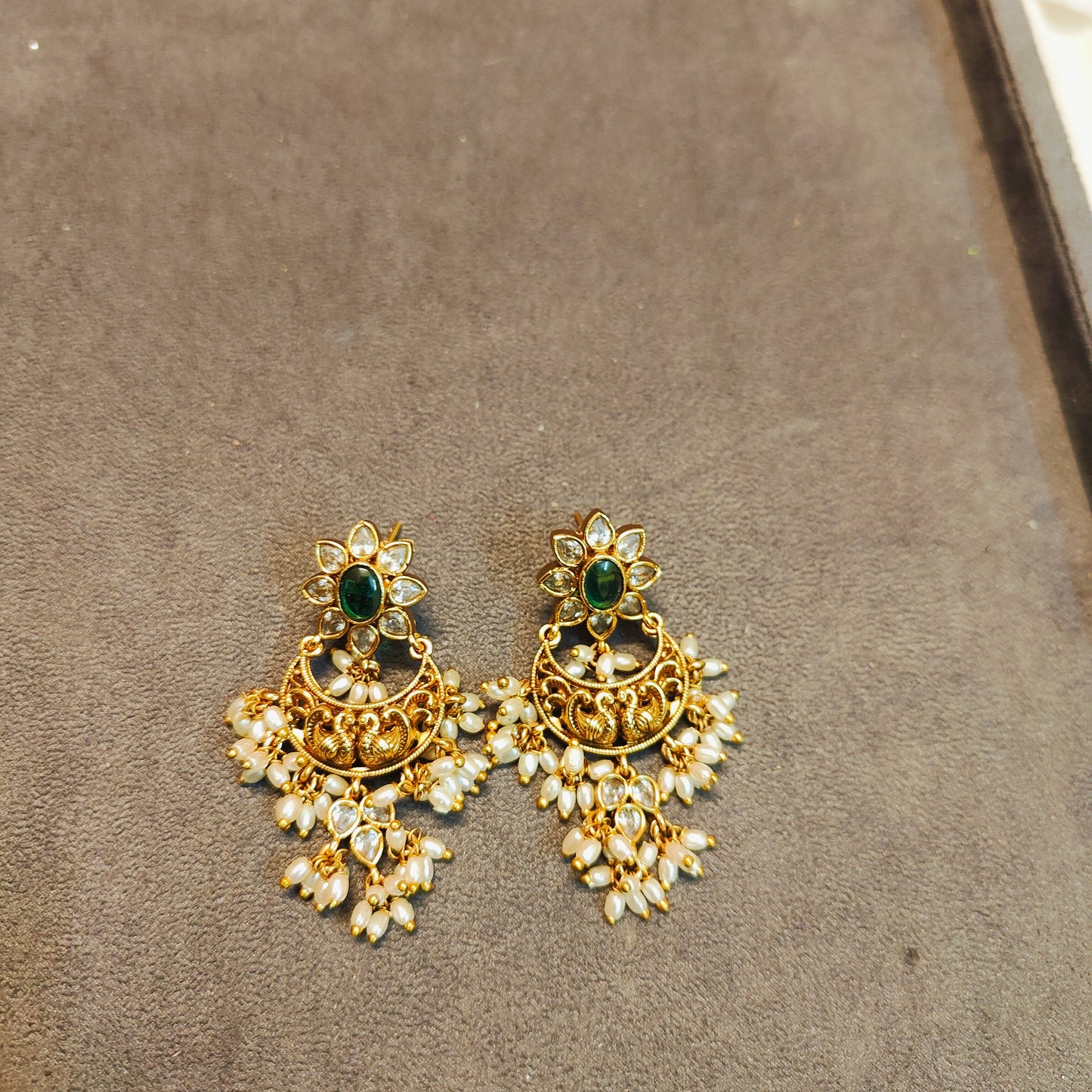 Antique finish chandbali earrings