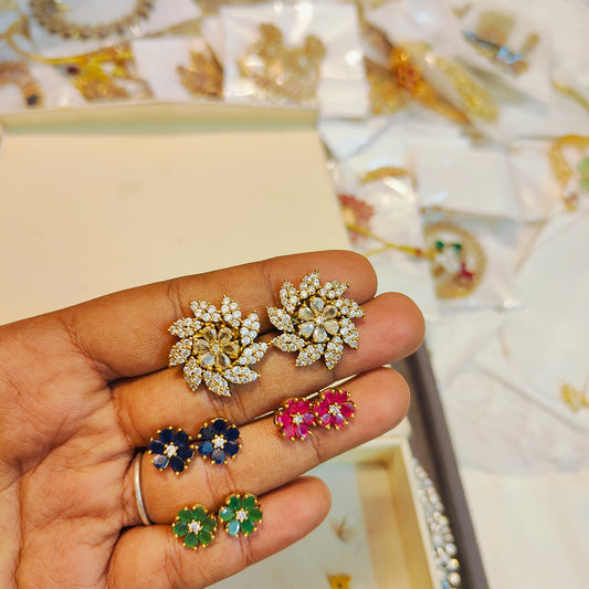 Floral stone changeable earrings