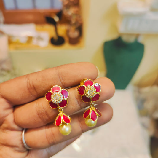 Floral brass made jhumka