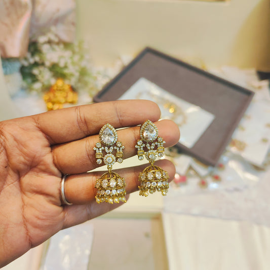 Moissanite teardrop jhumka
