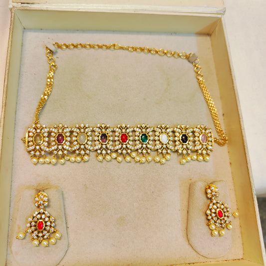 Cz stone navratna chokerset