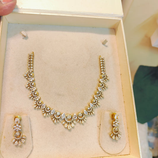 Oval cut cz stone necklace set