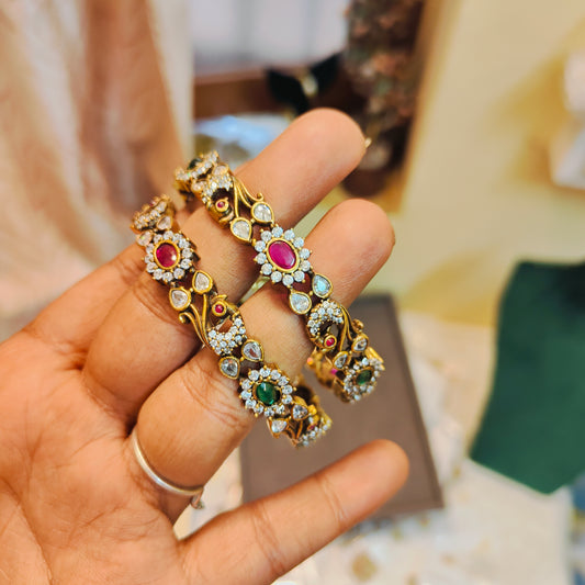 Victoria jadau bangles with ruby and emerald accents