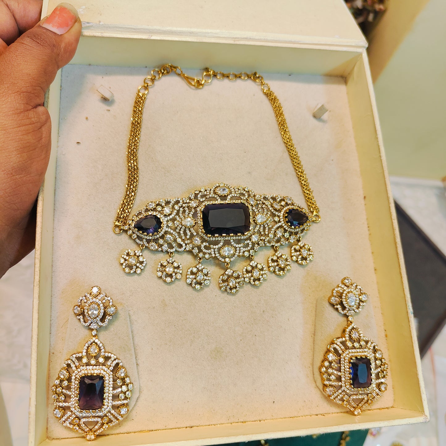 Royal Moissanite purple choker set