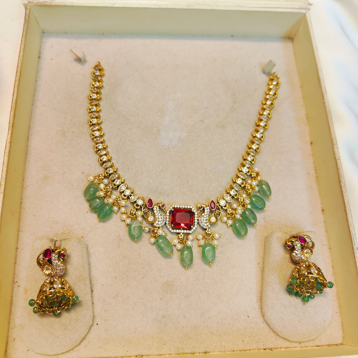 Radiant peacock necklace set