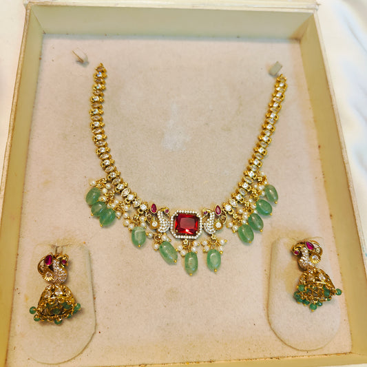 Radiant peacock necklace set
