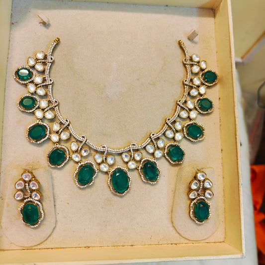 Royal green kundan neckset