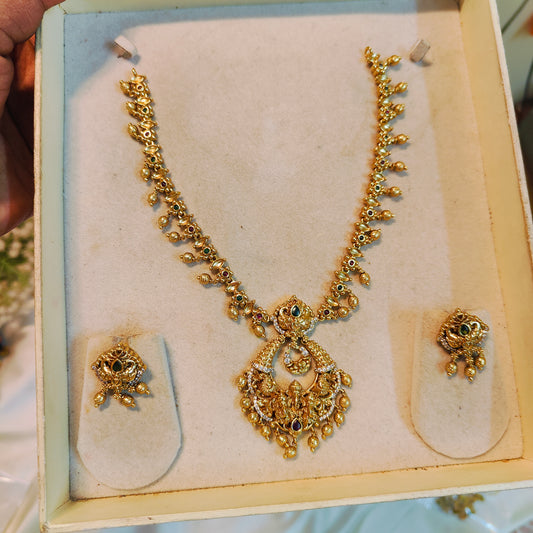 Antique ganesha motif necklace set