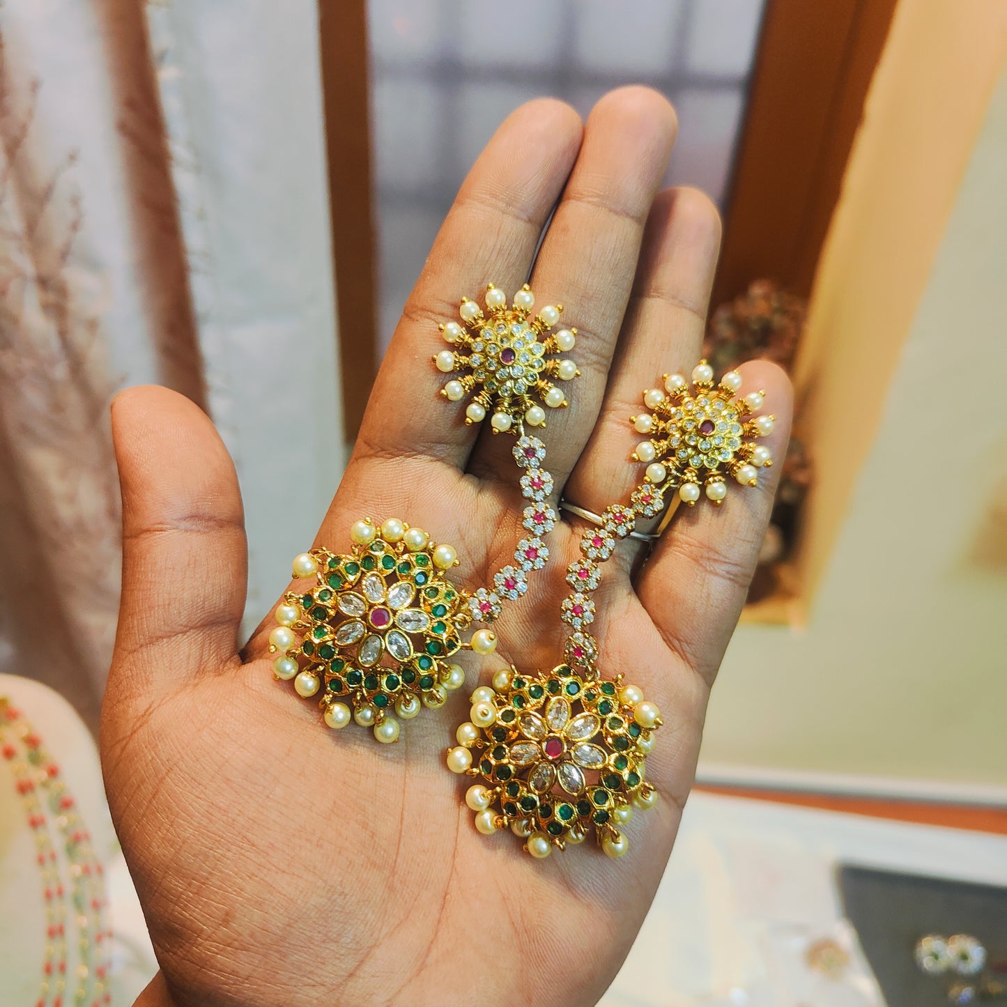 Earrings with hair accessories