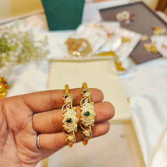 Peacock design lotus bangles