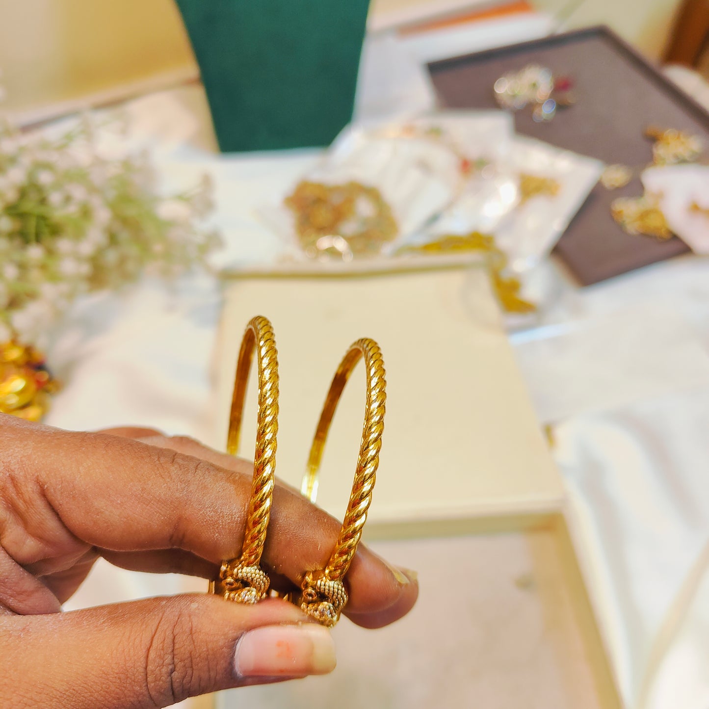 Peacock design lotus bangles