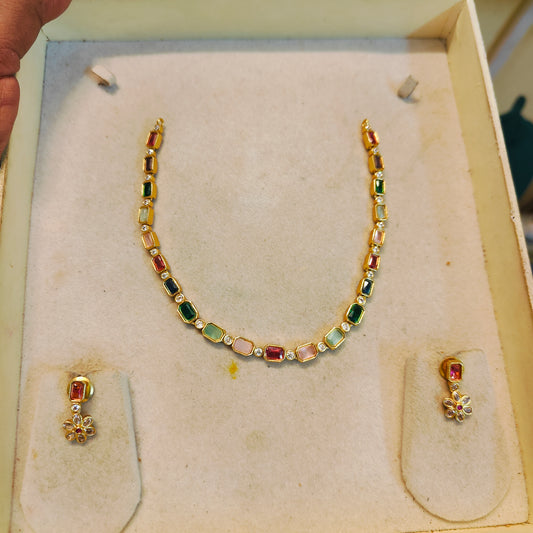 Multi colour stone necklace set
