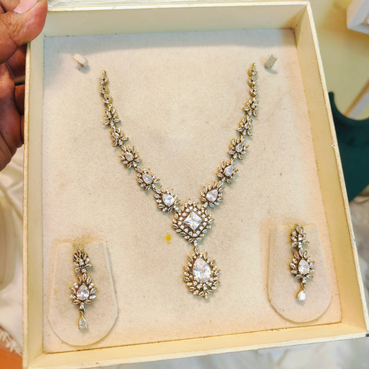 Timeless elegant AD stone necklace set