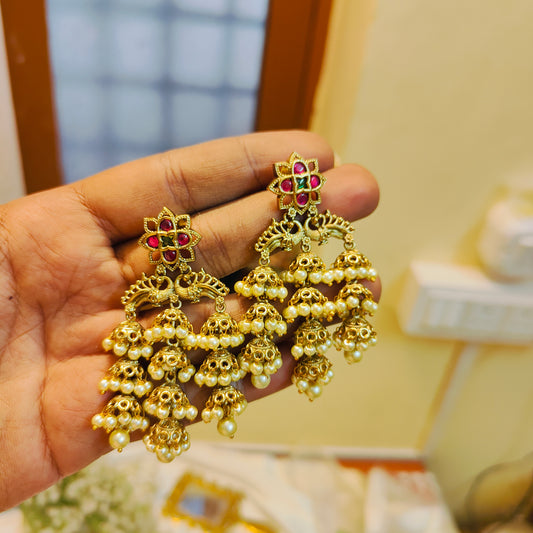 Statement antique chandbali earrings