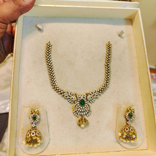 Emerald AD stone necklace set