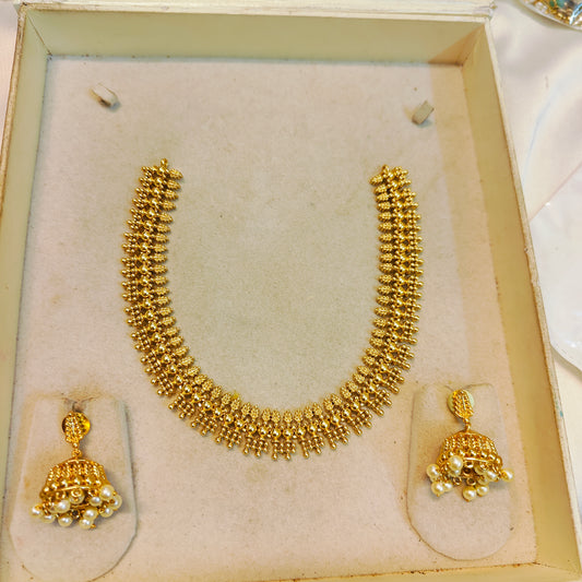 Classic gold replica necklace set with jhumka