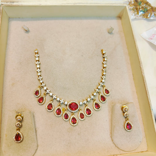 Radiant ruby stone necklace set