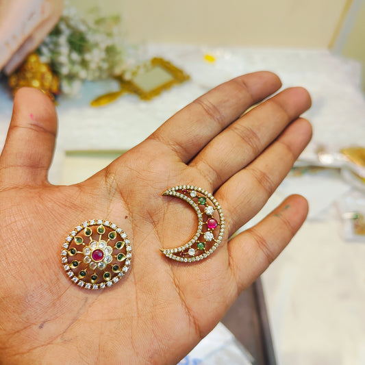 Cz sun and moon hair accessories