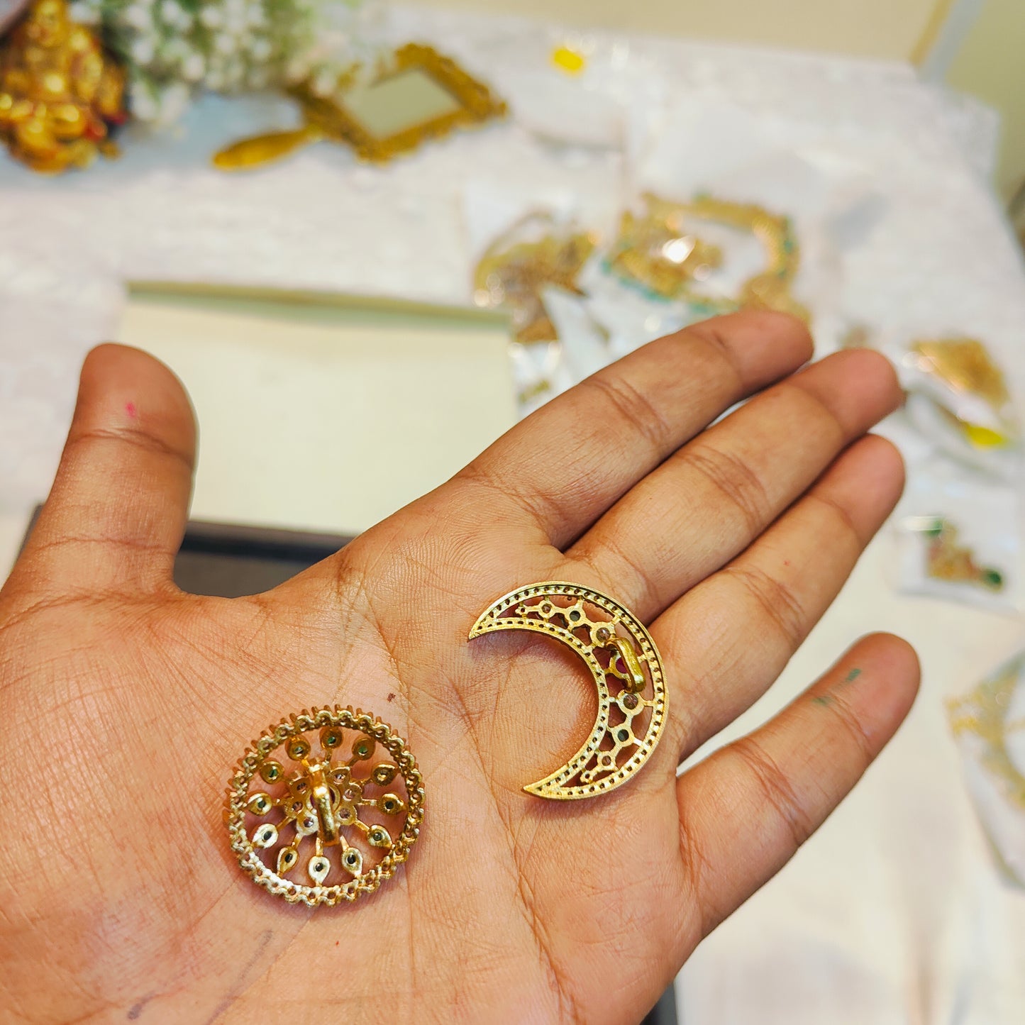 Cz sun and moon hair accessories