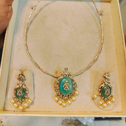 Turquoise blue hasli set