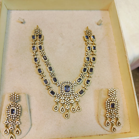 Regal blue sapphire 2layer necklace set