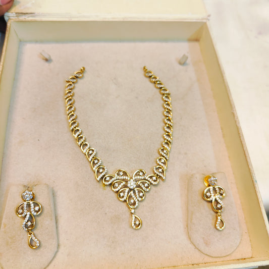 Elegant teardrop cz necklace set