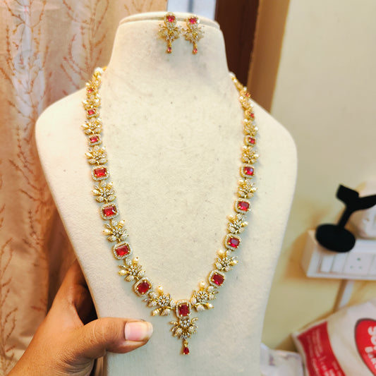 Radiant ruby red floral haram