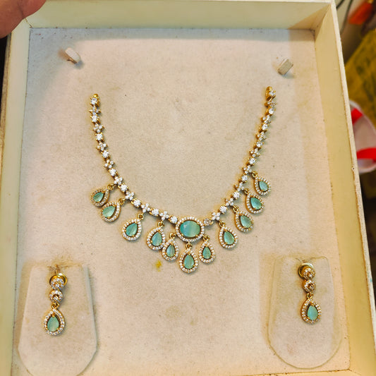 Elegant mint green diamond replica flexible chokerset