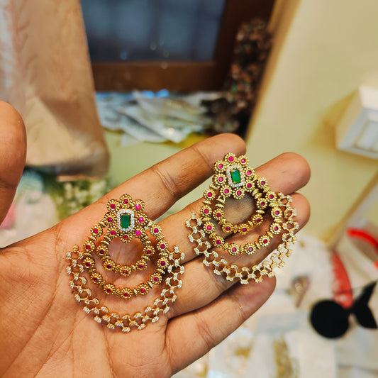 Antique kemp chandbali earrings