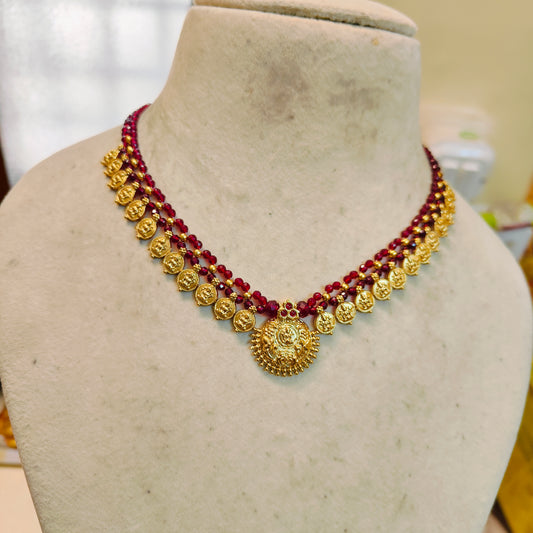 Divine lakshmi coin ruby red chain