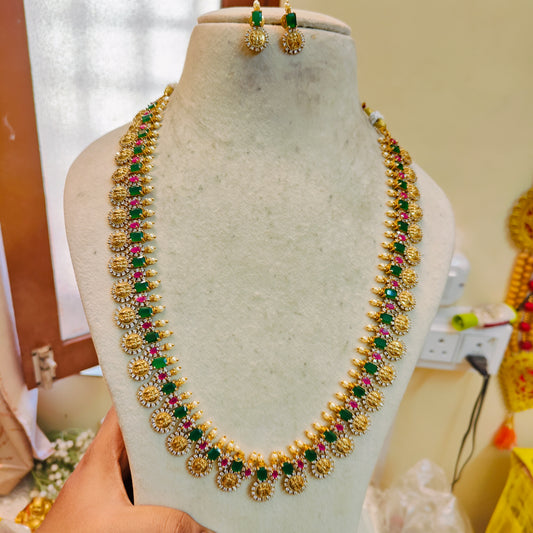 Emerald ruby cz stone ramparivar haram