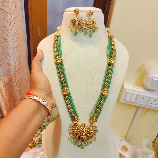 Divine lakshmi emerald real onyx beads haram