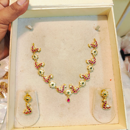 Real Kemp stones jadau necklace set