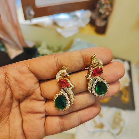 Regal peacock sparkle earrings