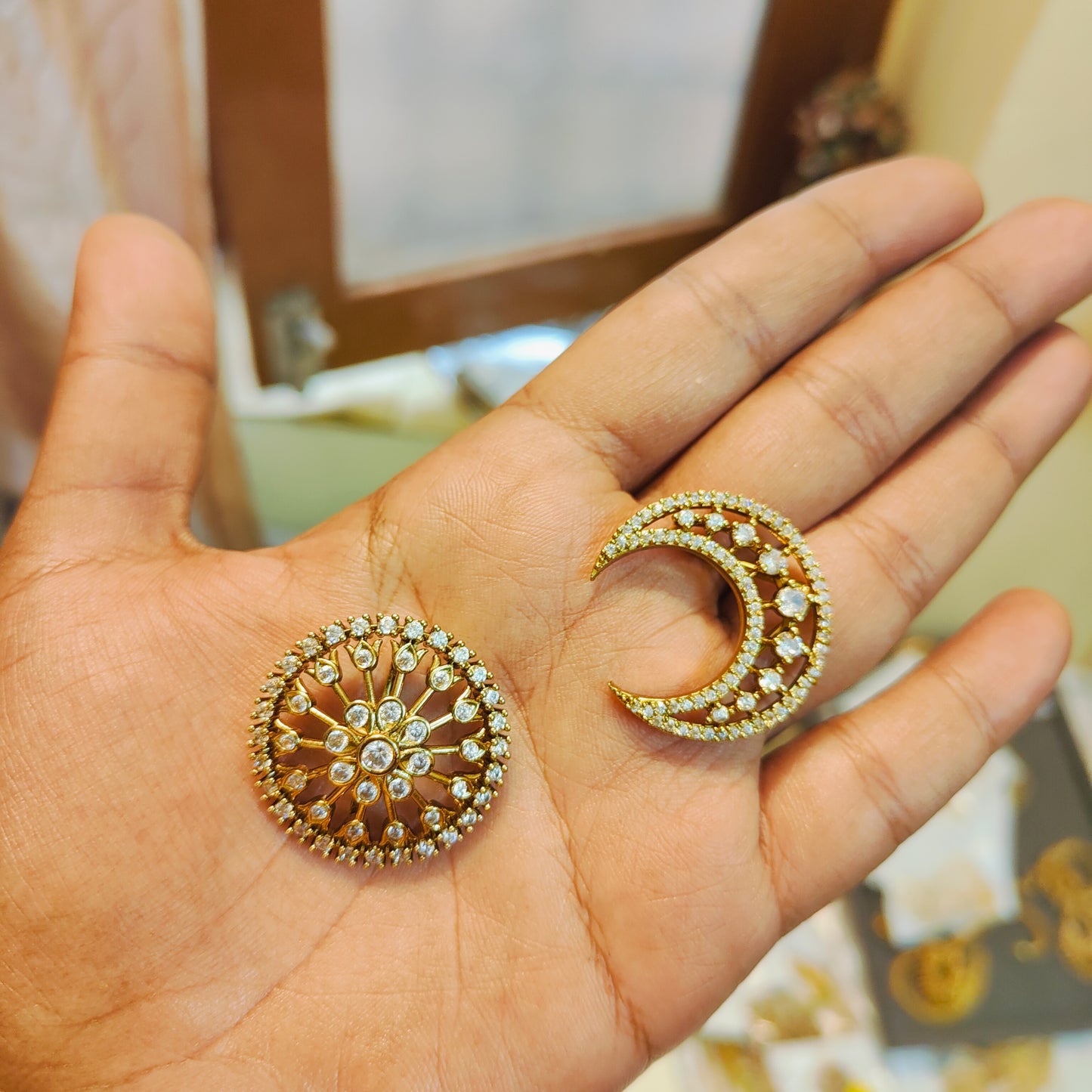 Sun and moon cz hair accessories