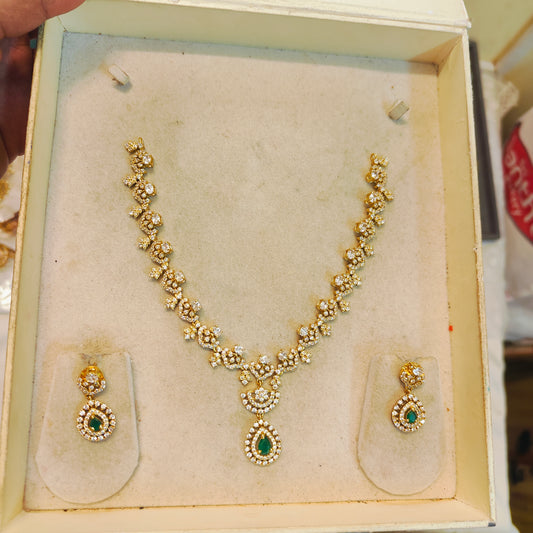 Emerald elegance cz necklace set