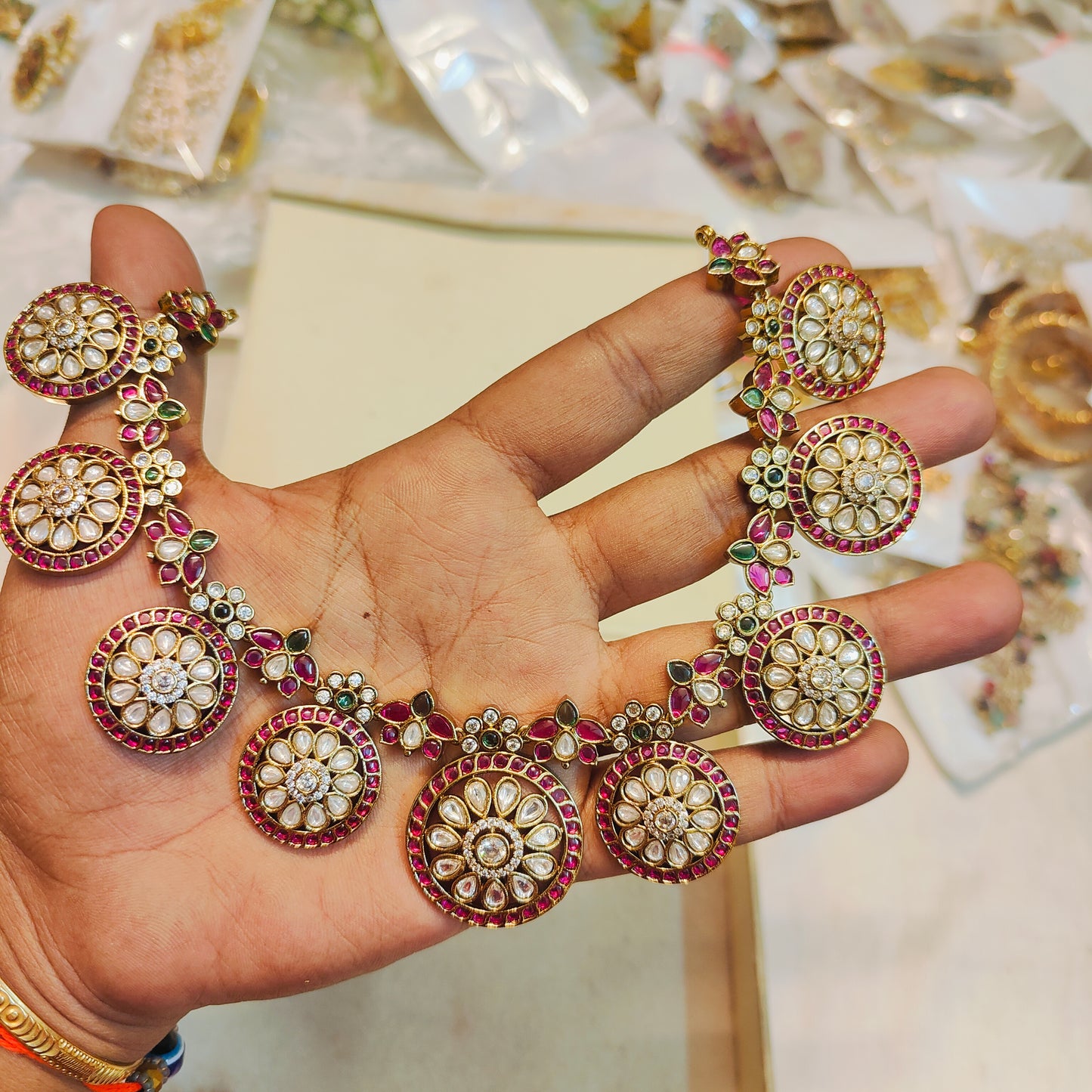 Heritage kundan statement necklace set