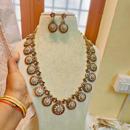 Heritage ruby circle haram with earrings