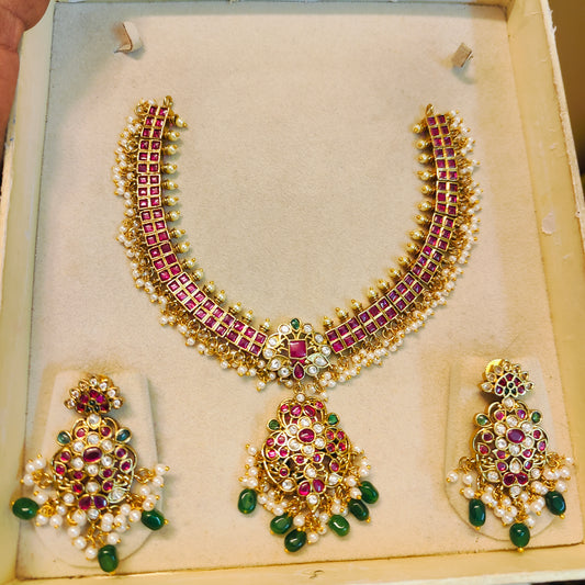Majestic kundan Ruby necklace set