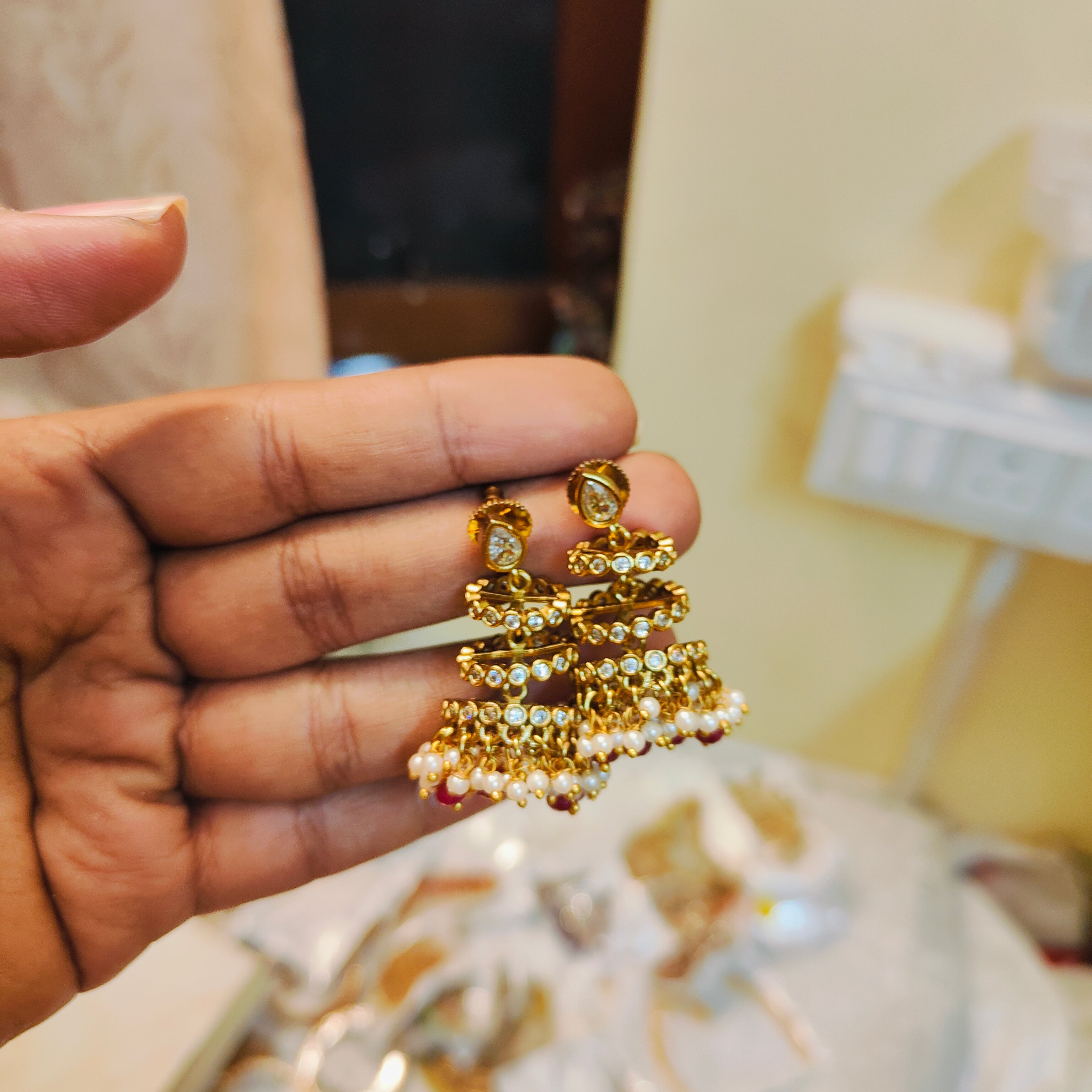 Pearl glow Royal jhumka