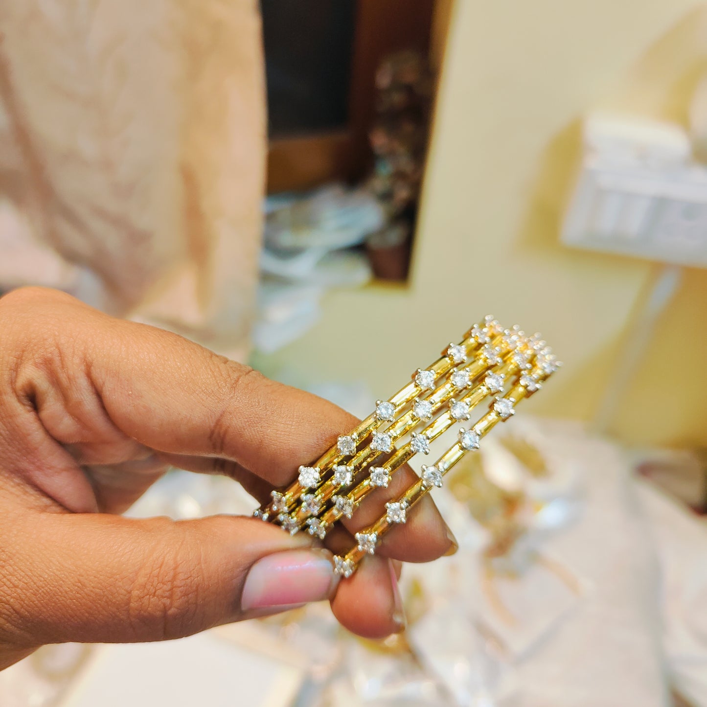 Dazzling diamond replica bangles set of 4