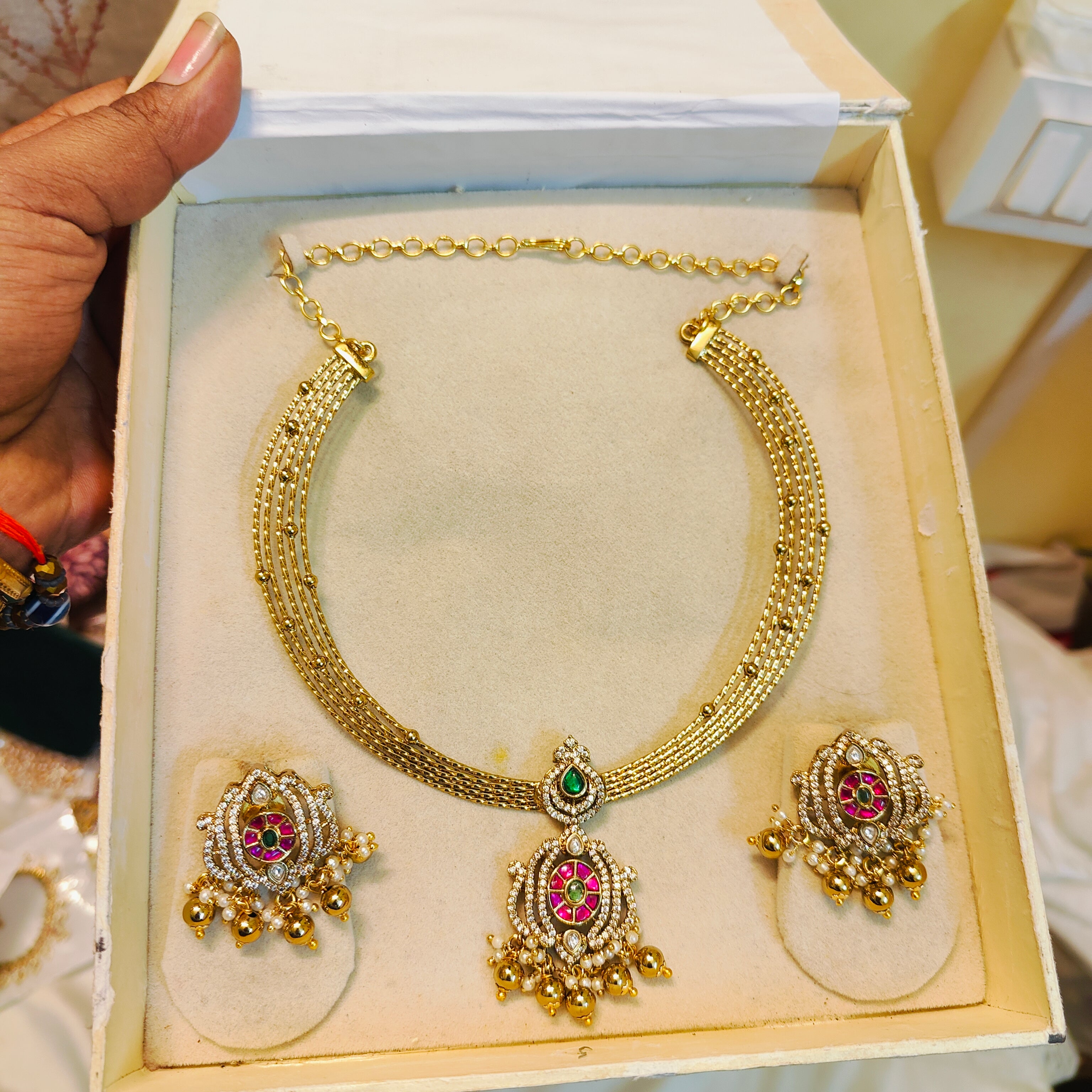 Royal bridal polki kundan kanti necklace set