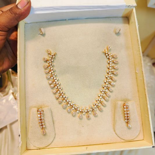 Timeless Premium Teardrop Rose gold Necklace set