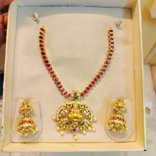 Heritage Lakshmi Ruby stone jadau necklace set