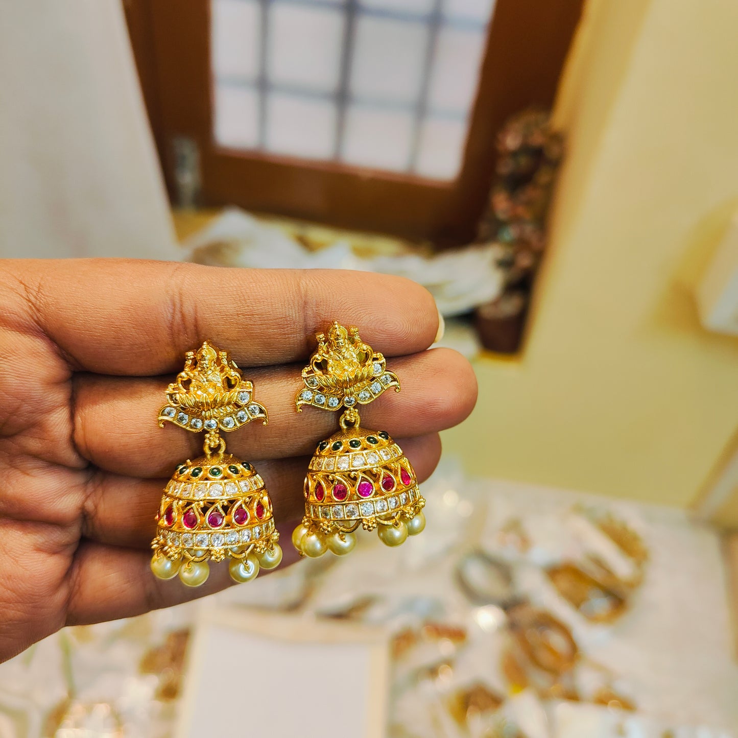 Heritage Lakshmi Ruby stone jadau necklace set