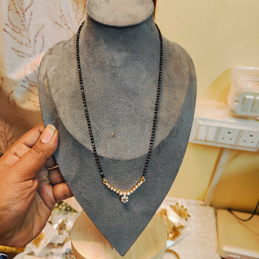 Cz diamond replica black beads chain