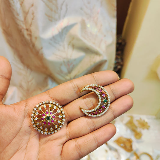 Cz sun and moon hair accessories