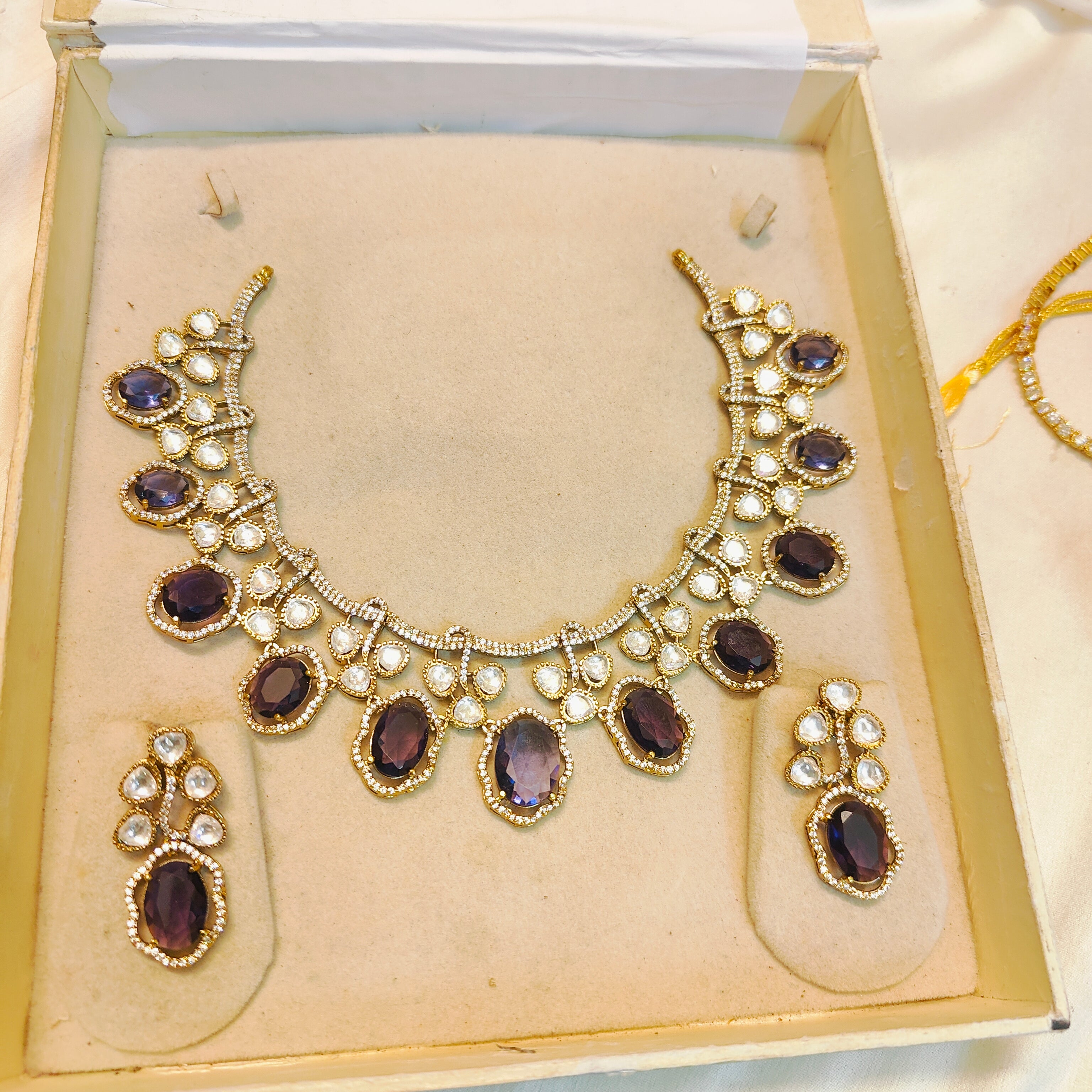 Royal Amethyst Kundan polki jadau Statement Necklace Set