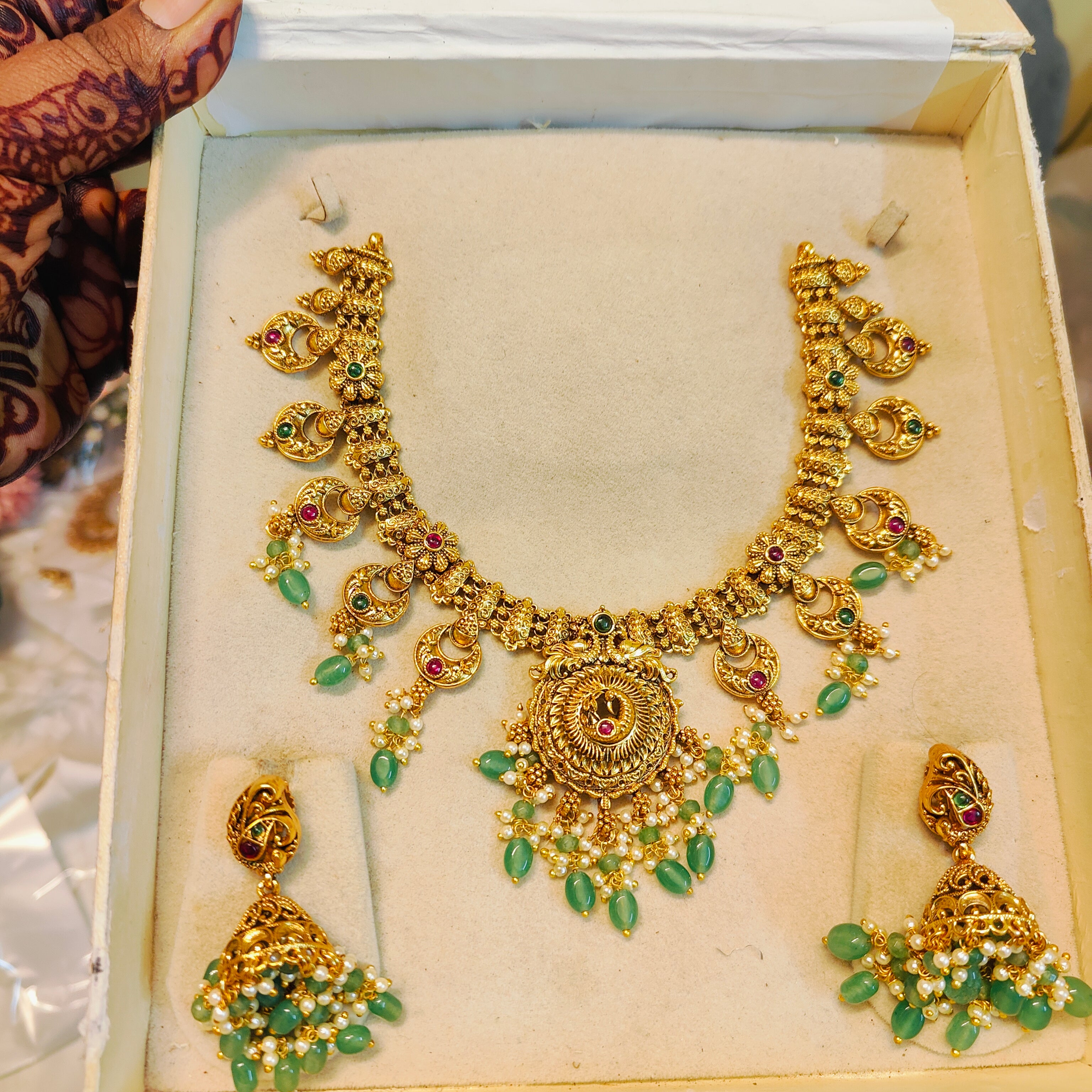 Heritage Temple style gold antique necklace set